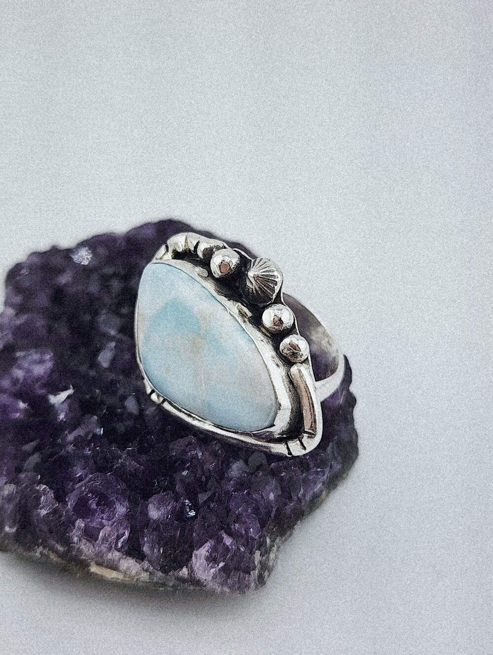 LARIMAR RING HANDMADE IN STERLING SILVER UNISEX SIZE 9 - Picture 16 of 16
